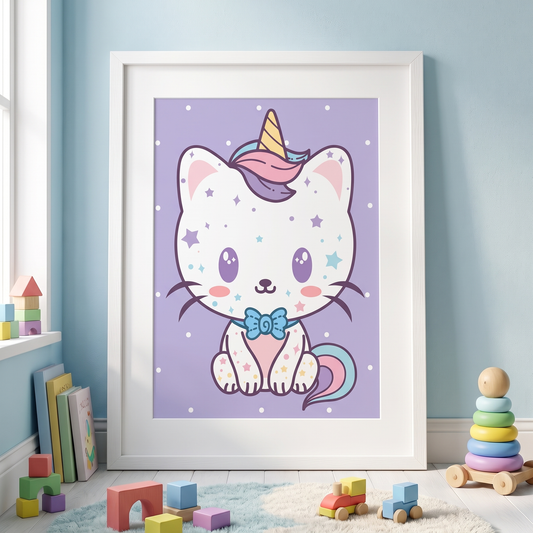 Caticorn Oliver Art Print, 5 x 7 in