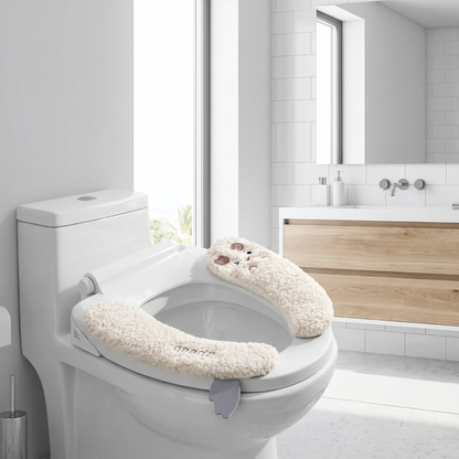 Padded Toilet Seat Cover Set, Beige