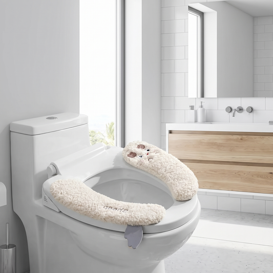 Padded Toilet Seat Cover Set, Beige