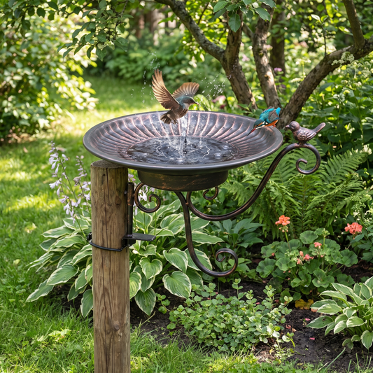 Solar Bird Bath Fountain, Bronze Finish