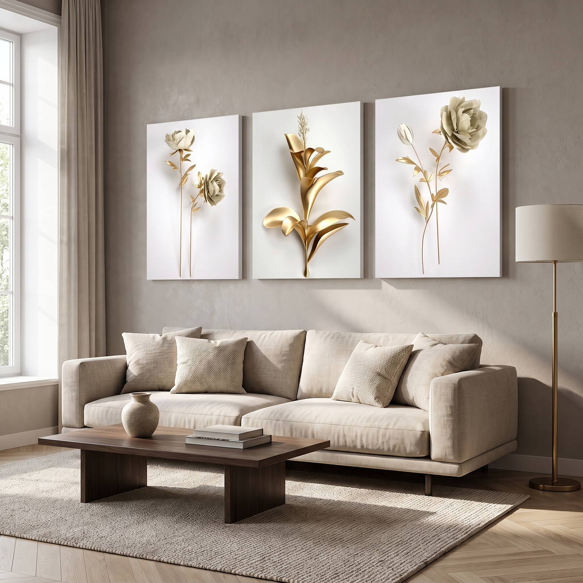 Modern Floral 3-Piece Framed Canvas Art Set