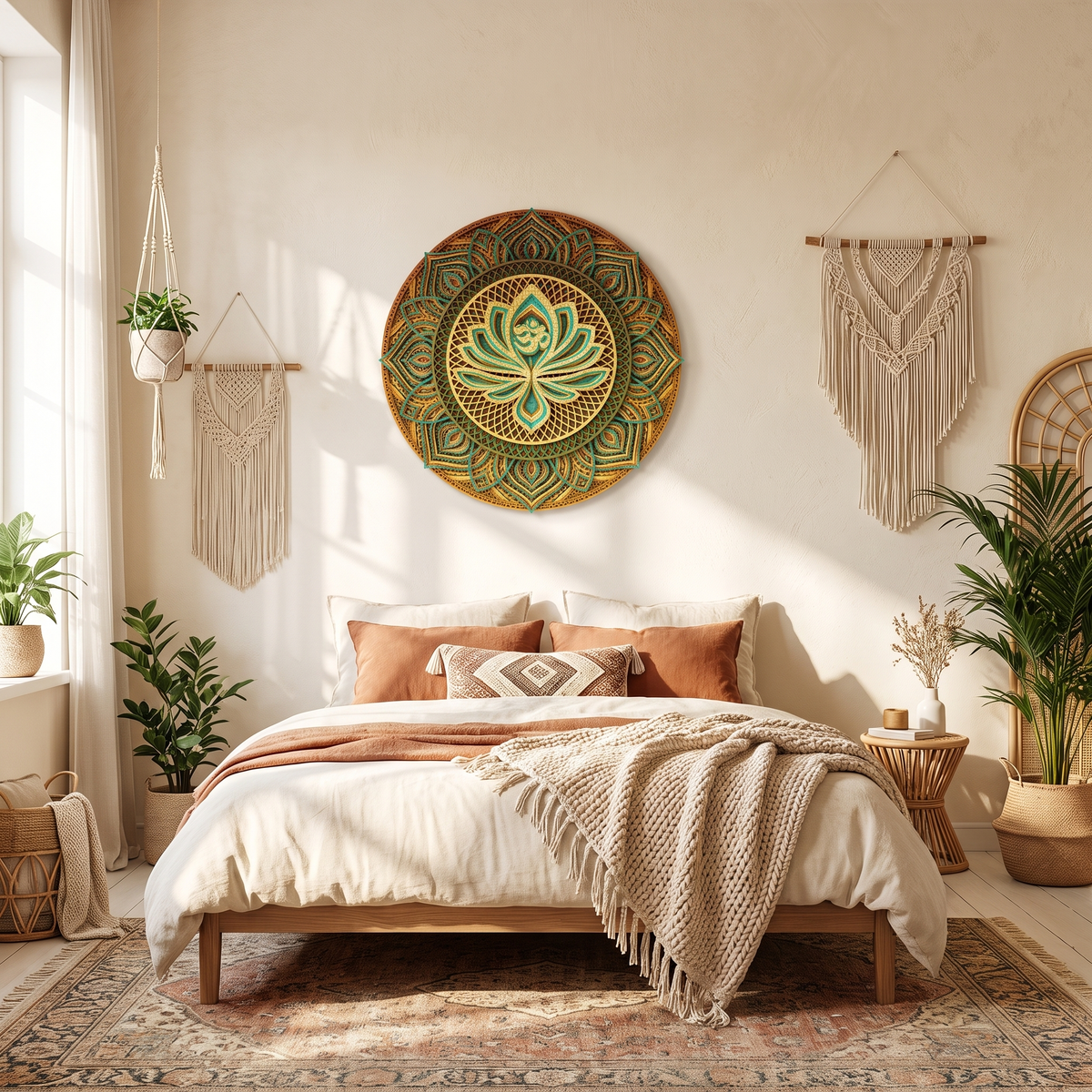Lotus Mandala Layered Wood Wall Art, 22 x 22 in