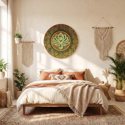 Lotus Mandala Layered Wood Wall Art, 22 x 22 in