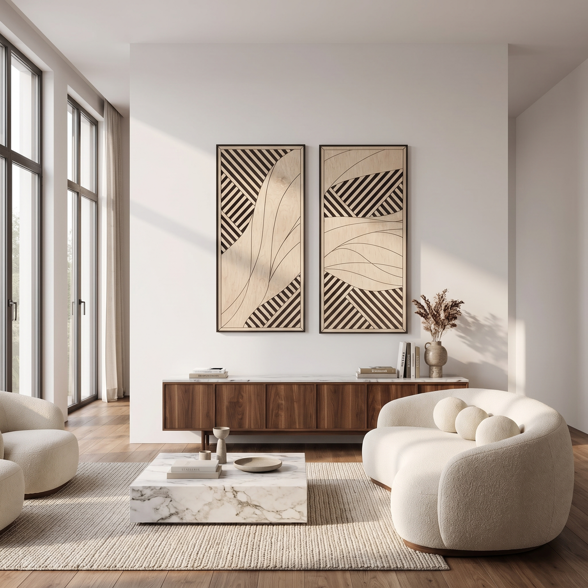 Flowing Waves Wood Wall Art Set, 44 x 22 in
