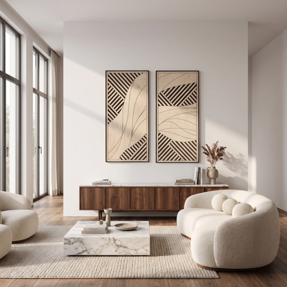 Flowing Waves Wood Wall Art Set, 44 x 22 in