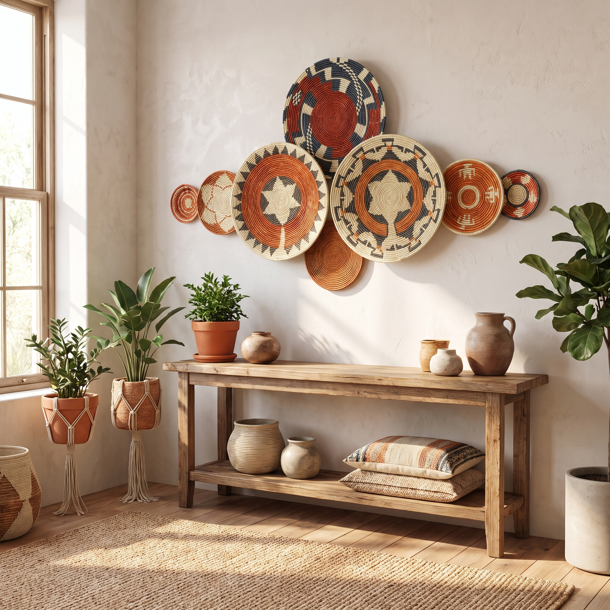 Boho Woven Wall Basket Set of 8