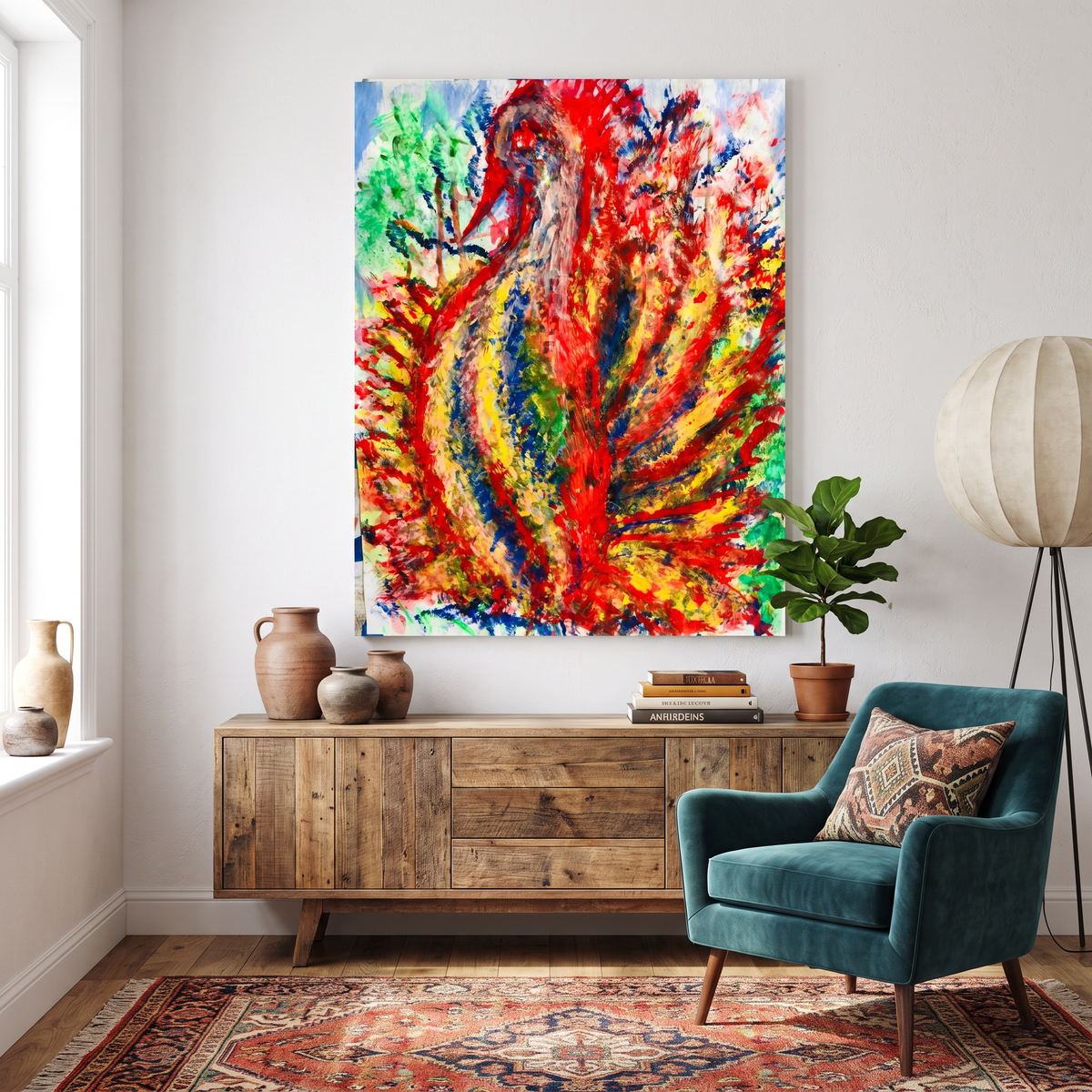 Peacock Panoply Modern Canvas Wall Art