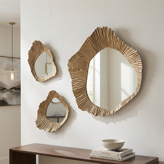 Cluster Trio Wall Mirror Set of 3, Antiqued Gold