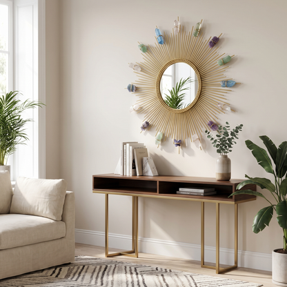 Sunburst Crystal Accent Wall Mirror