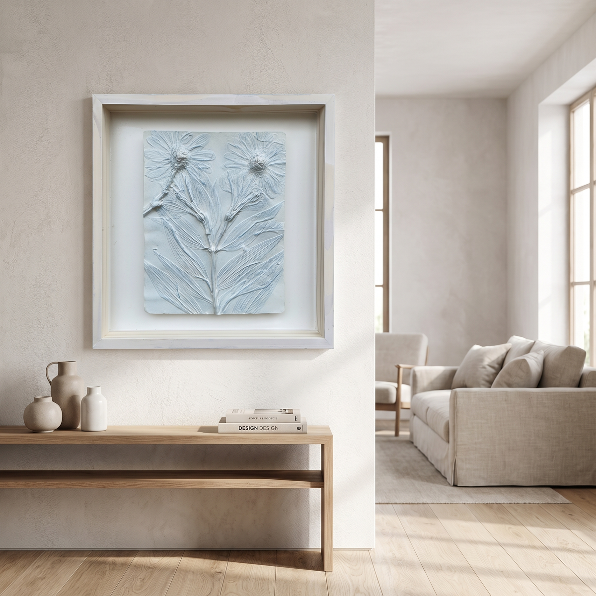Peruvian Lily and Daisies Plaster Wall Art