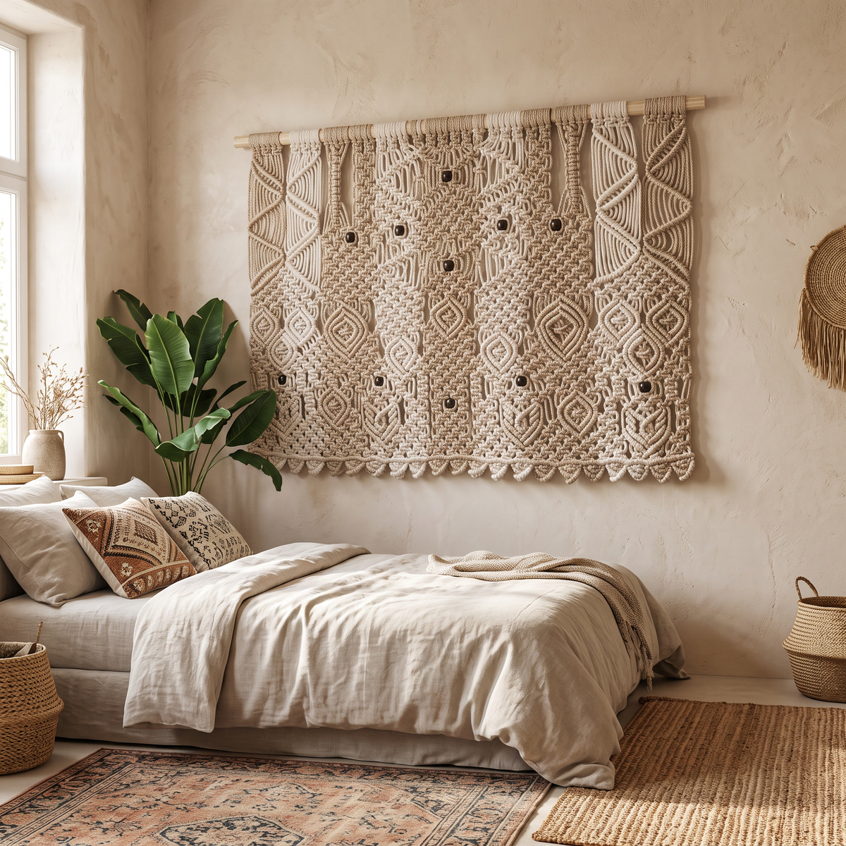 Handmade Macrame Wall Tapestry, Bohemian Decor