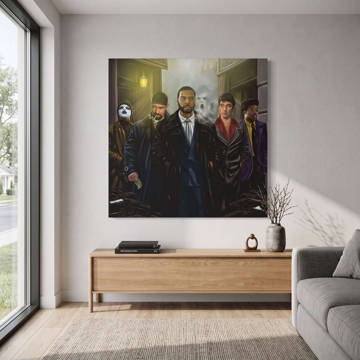 Distro Meet Modern Canvas Wall Art Print in a living room