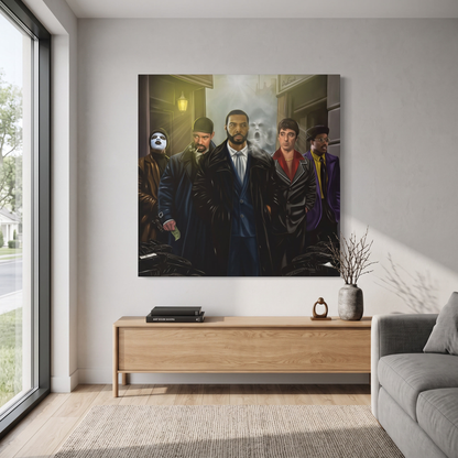 Distro Meet Modern Canvas Wall Art Print in a living room