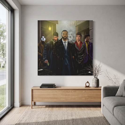 Distro Meet Modern Canvas Wall Art Print in a living room