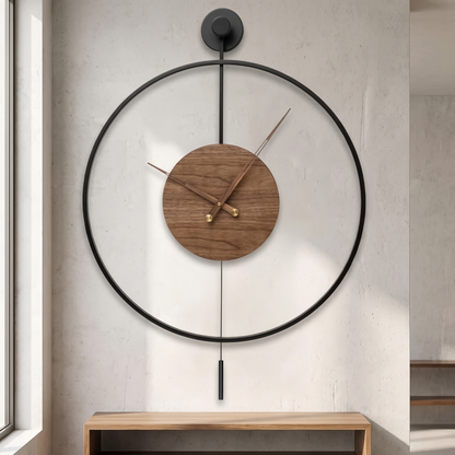 Large Silent Pendulum Wall Clock in a modern living room