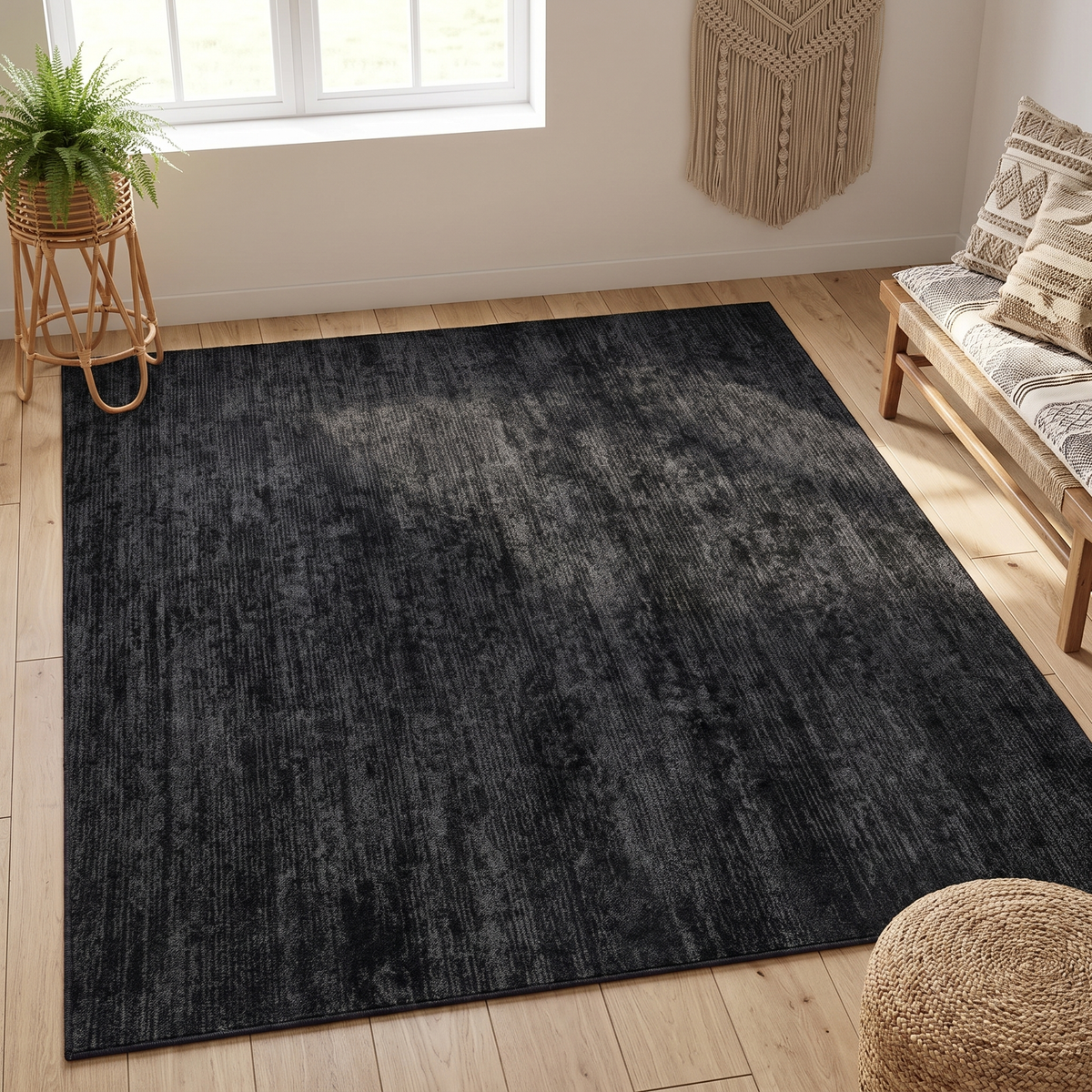 Ultra-Thin Washable Area Rug, Vintage Boho Pattern in a living room