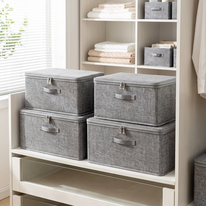 Extra Large Stackable Storage Organiser Set in a closet