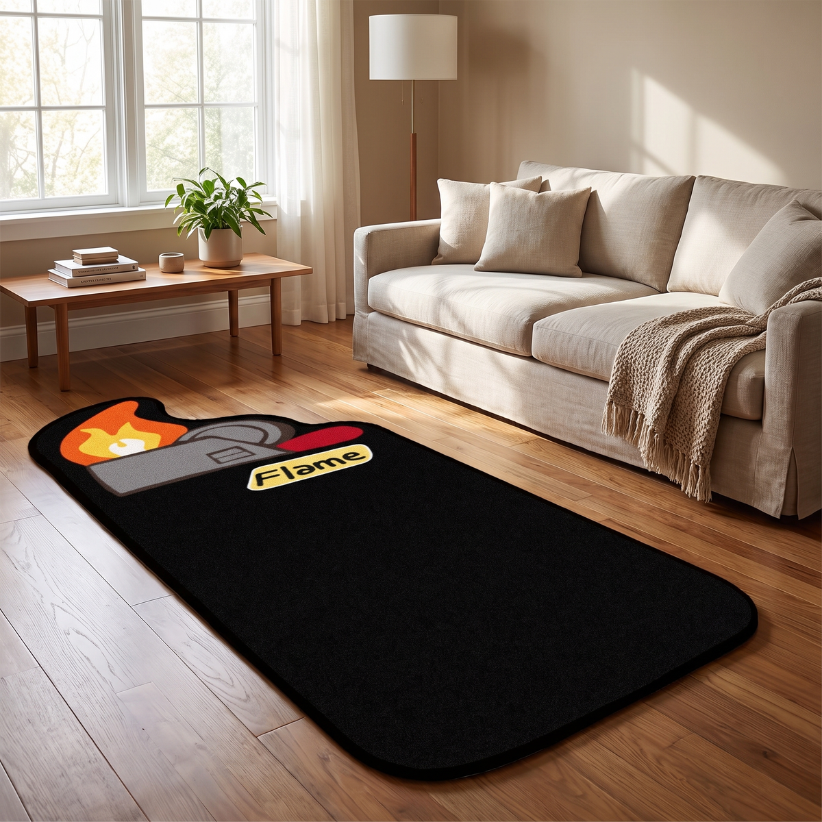 Modern Print Foldable Plush Area Rug on a floor