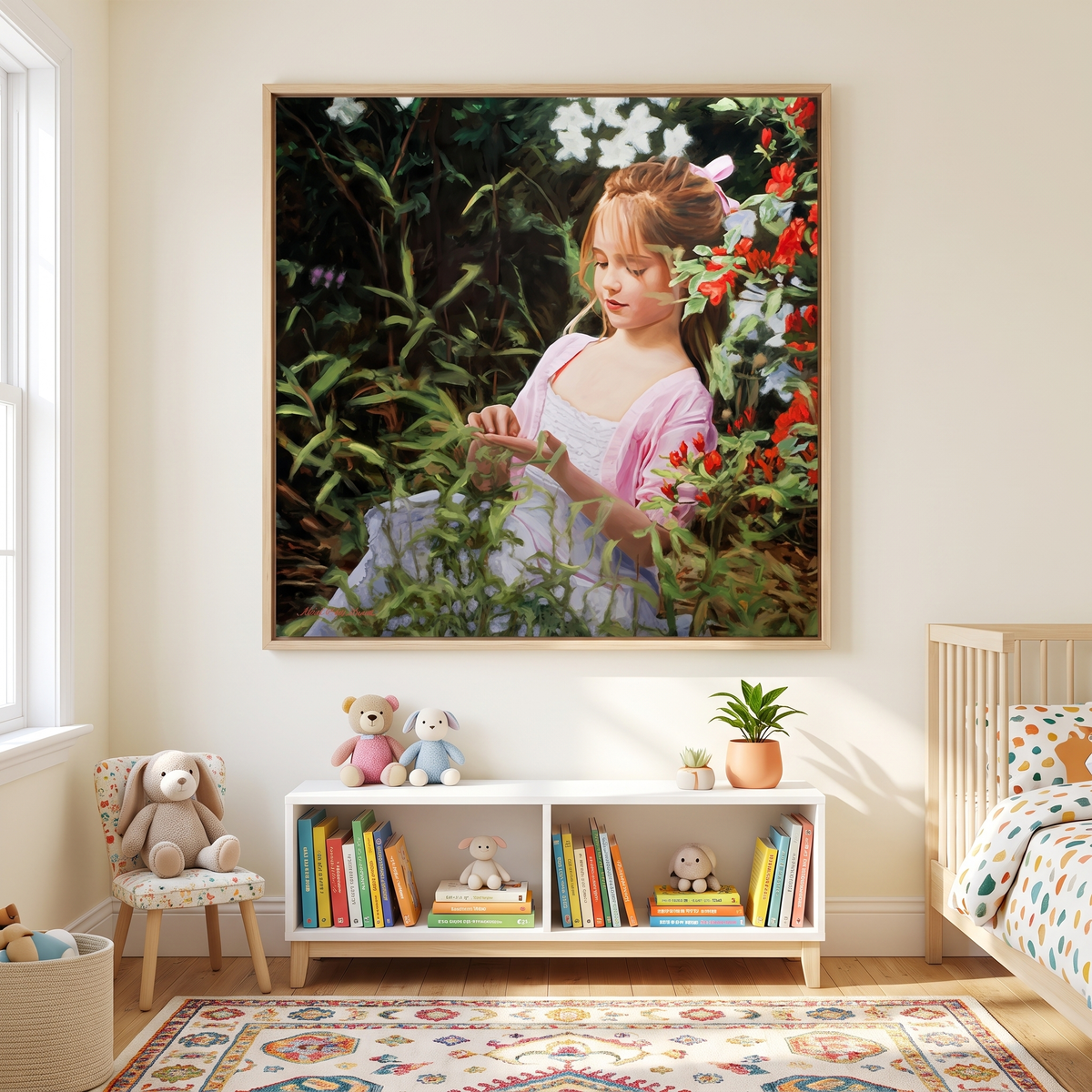 Lady Bug Whimsical Canvas Print in a kids room