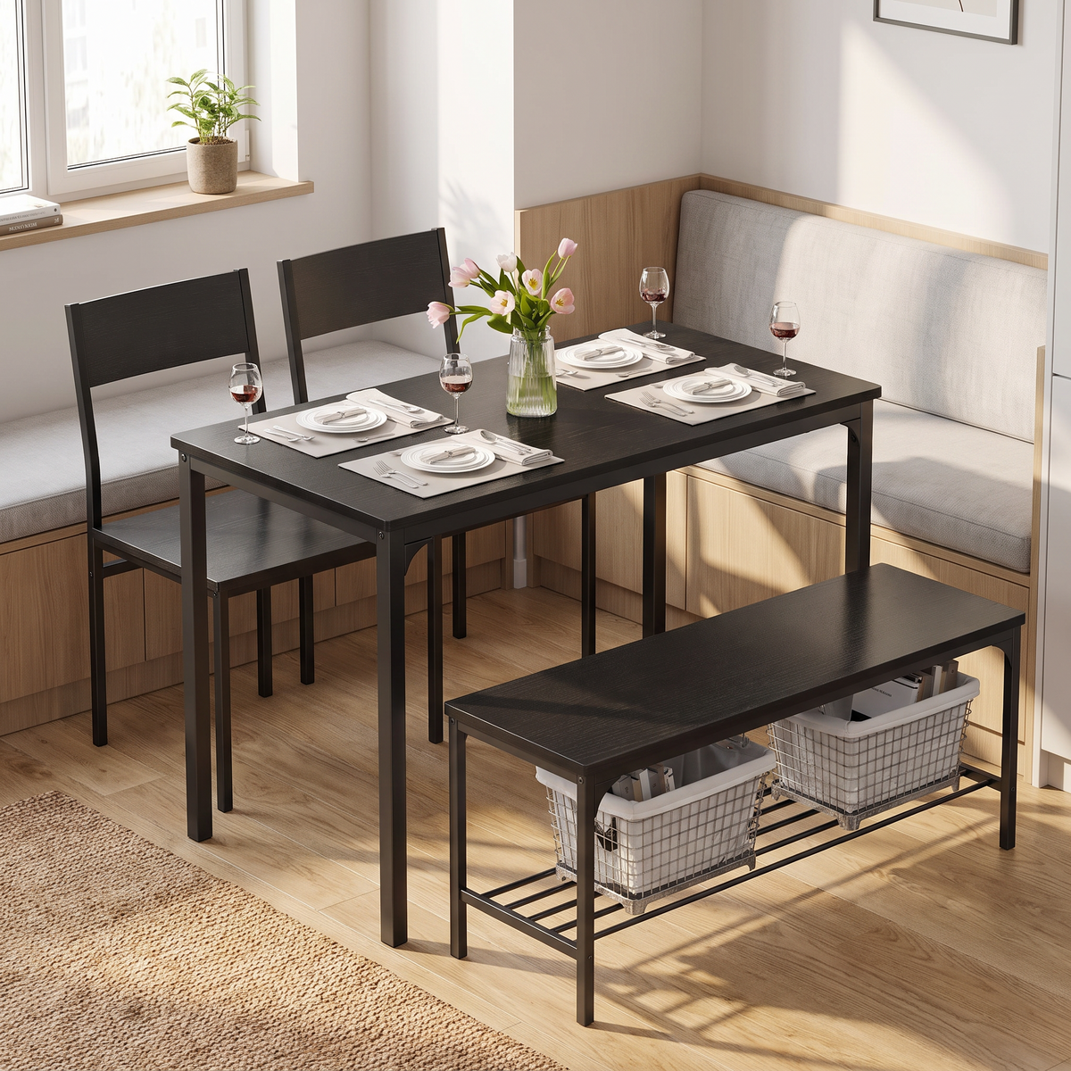 Space-Saving Dining Table Set for 4 in a dining nook
