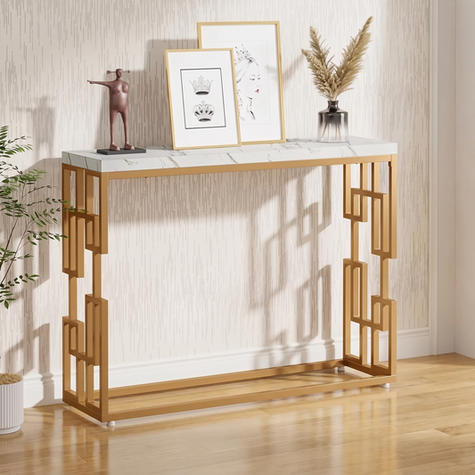 Modern Gold Console Table in an entryway
