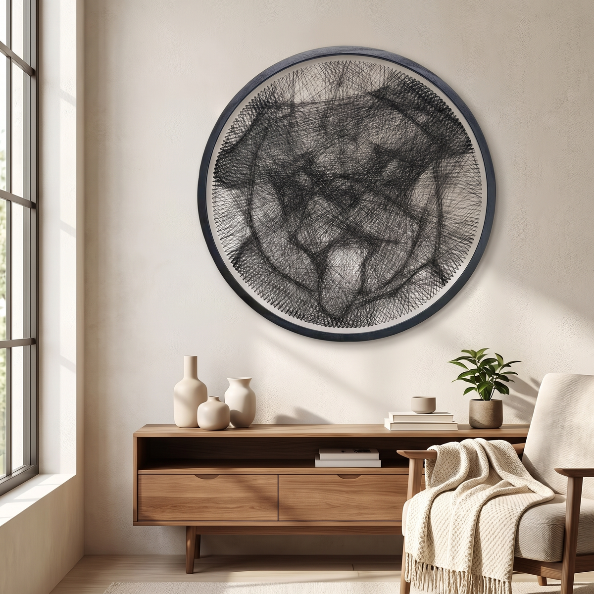 Custom Cat and Dog String Art Portrait Kit on a wall