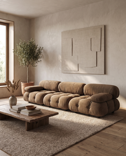 Bellini Sectional - Mario Bellini Three Seater Sofa, Cappuccino Brown Chenille | FINAL SALE