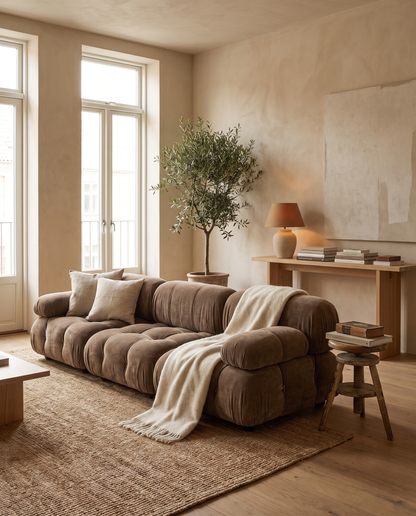 Mario Bellini Sectional Sofa – Three-Seater Cappuccino Brown Chenille | Final Sale
