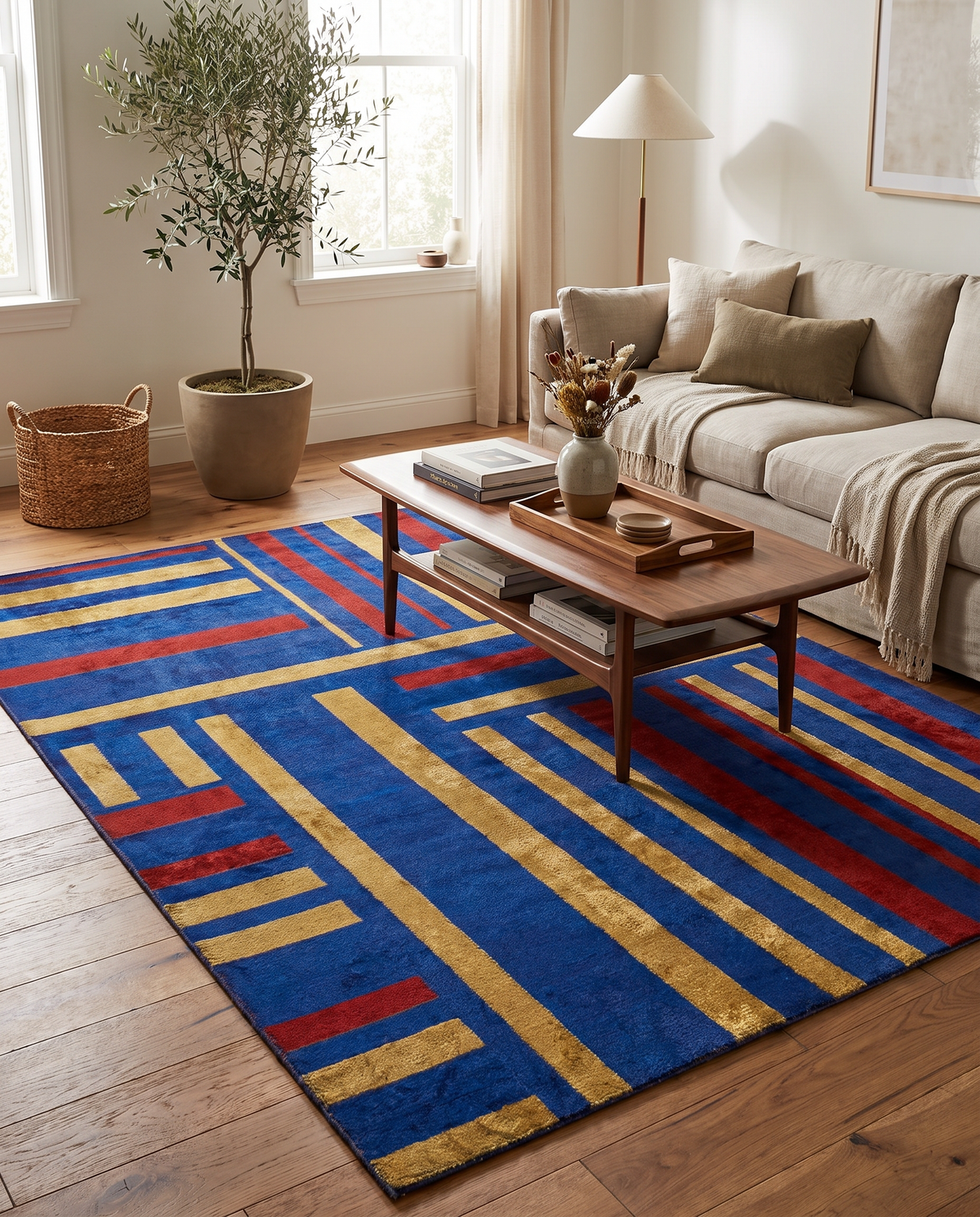 Parcel Red - Sax Blue Rug