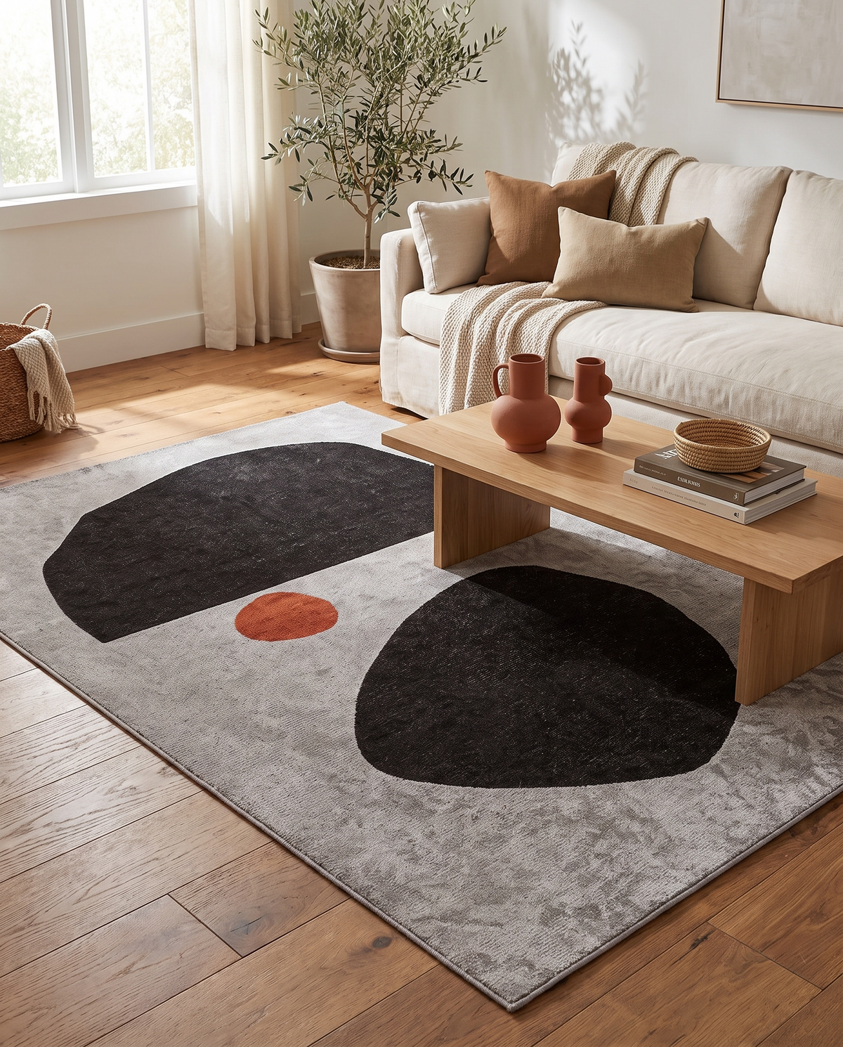 Rock Black - Bone Rug