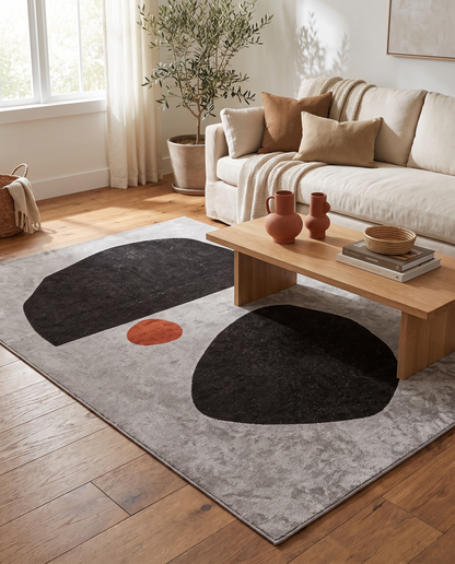 Rock Black - Bone Rug